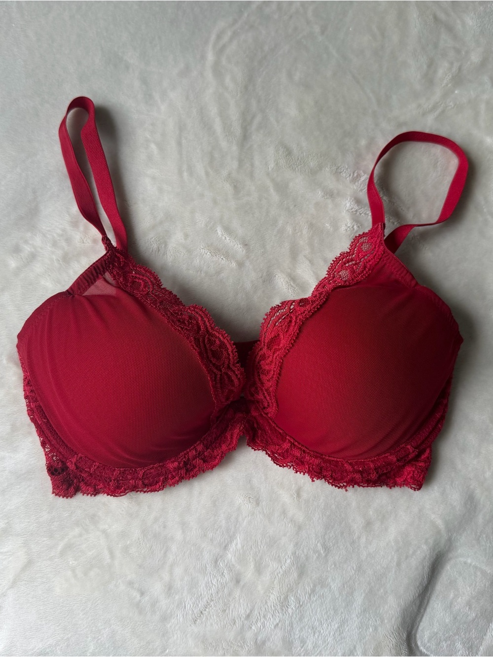 Red Lace Mesh Underwire Comfy Bra